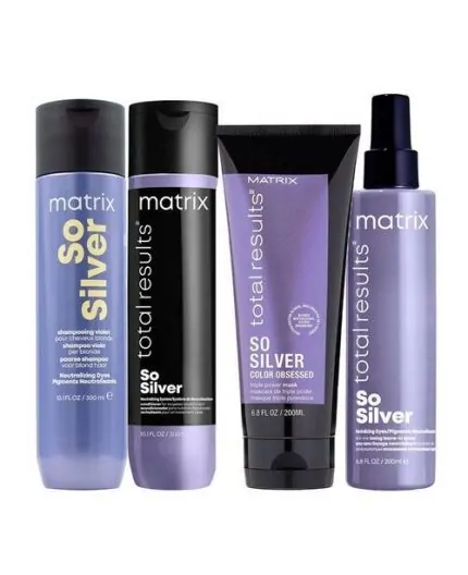 Matrix So Silver Shampoo 300ml Conditioner 300ml Mask 200ml All in One Toning Spray 200ml Matrix So Silver Shampoo 300ml Conditioner 300ml Mask 200ml All in One Toning Spray 200ml